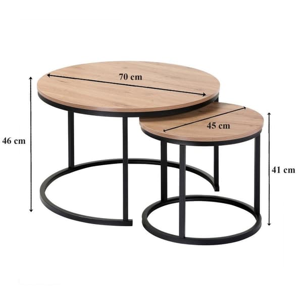 Lot de 2 Tables Basses Gigognes Rondes L70 cm - LENNY