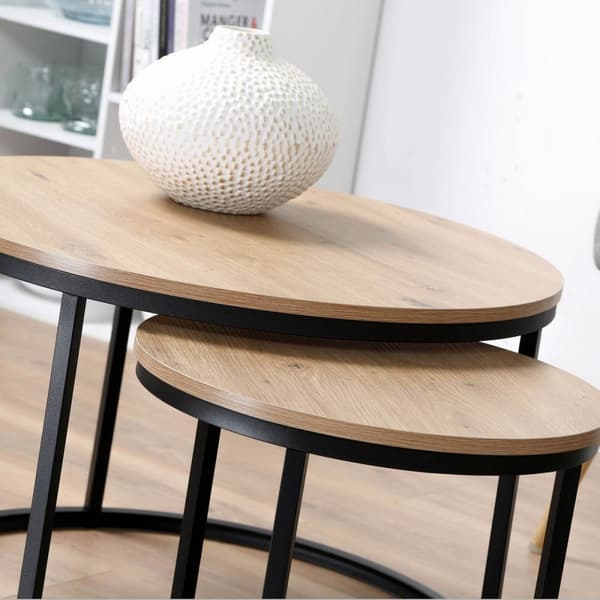 Lot de 2 Tables Basses Gigognes Rondes L70 cm - LENNY