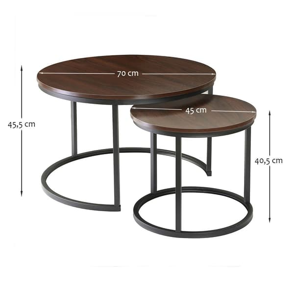 Lot de 2 Tables Basses Gigognes Rondes L70 cm - LENNY
