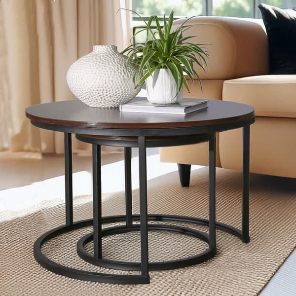 Lot de 2 Tables Basses Gigognes Rondes L70 cm - LENNY