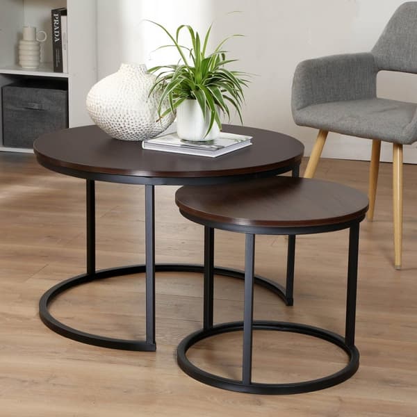 Lot de 2 Tables Basses Gigognes Rondes L70 cm - LENNY