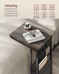 Miniatyrbillede 5 af 6: Sofabord, natbord med stikkontakter, C form, Vasagle, 30x40x62 cm, Askebrun.