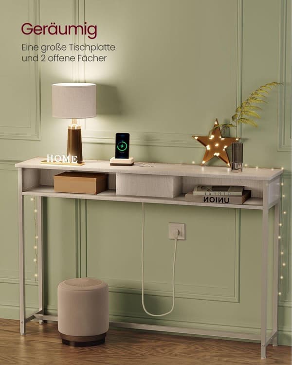 Konsolbord, VASAGLE, 120x25 cm, Hvid