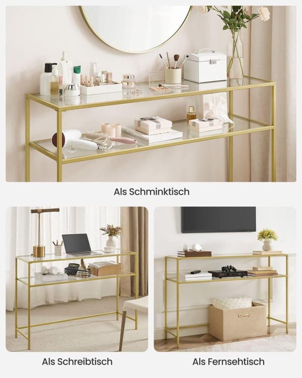 Konsolbord, VASAGLE, 120x35 cm, Guld