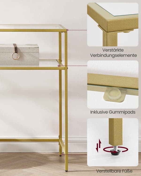 Konsolbord, VASAGLE, 120x35 cm, Guld