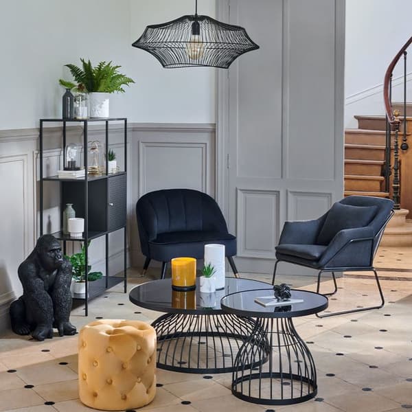 Bortabell "Kushi" - metall & glas D55 cm - Svart - Atmosphera inredningsdesigner