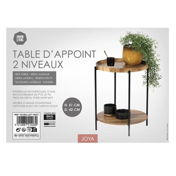 Rundt sidobord 2 nivåer Joya Urban Living - Naturlig
