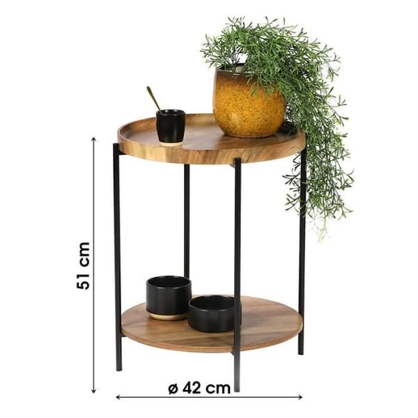 Rundt sidobord 2 nivåer Joya Urban Living - Naturlig