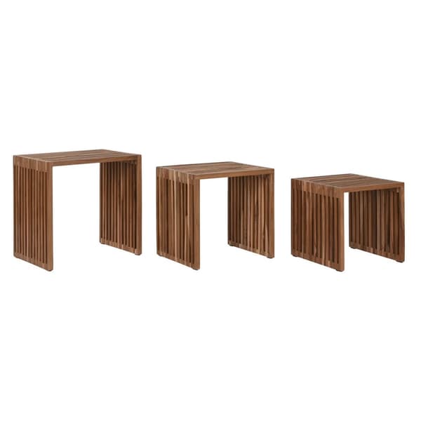 Set of 3 tables Home ESPRIT Luonnollinen Tiikki 40 x 40 x 40 cm