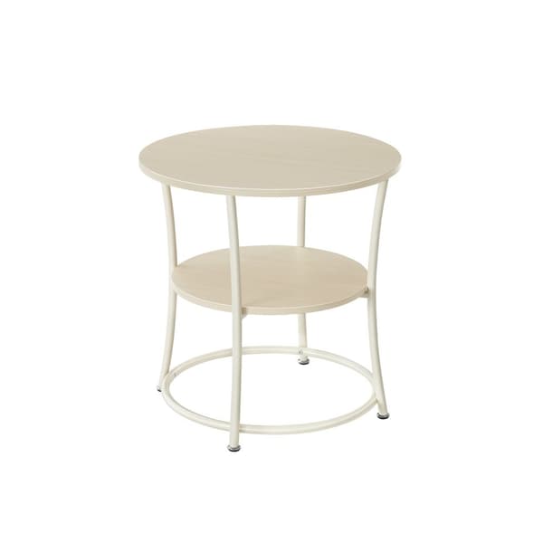 Sidebord med 2 hylder - stålramme - naturlig beige