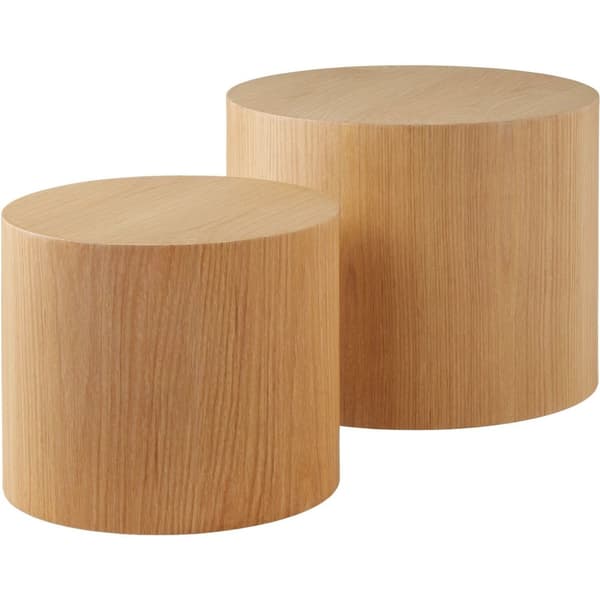 2-set soffbord Danny i rund design och ekoptik - Ljus ek