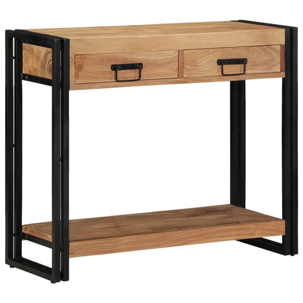 Konsolbord Svart 90x33x75 cm Massivt Akaciaträ och Metall