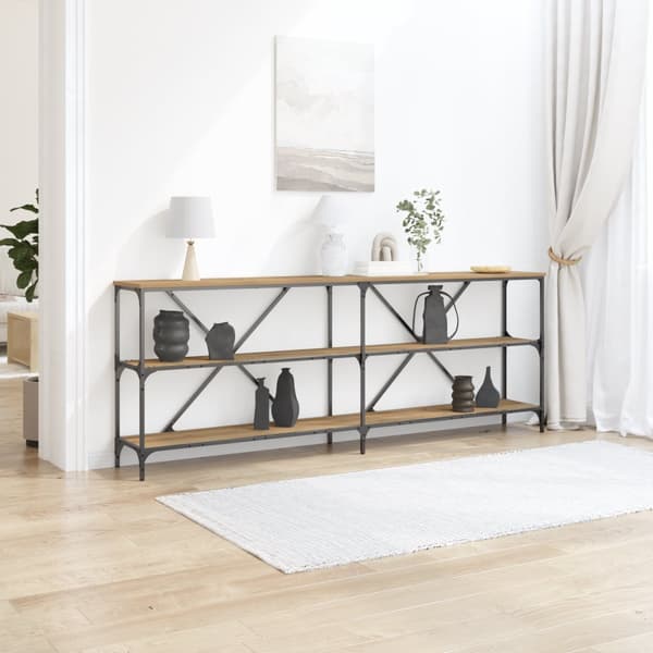 Konsolbord artisan ek 200x30x75 cm konstruerat trä och stål