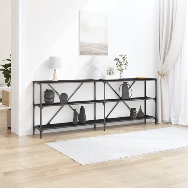 Konsolbord svart ek 200x30x75 cm konstruerat trä och stål