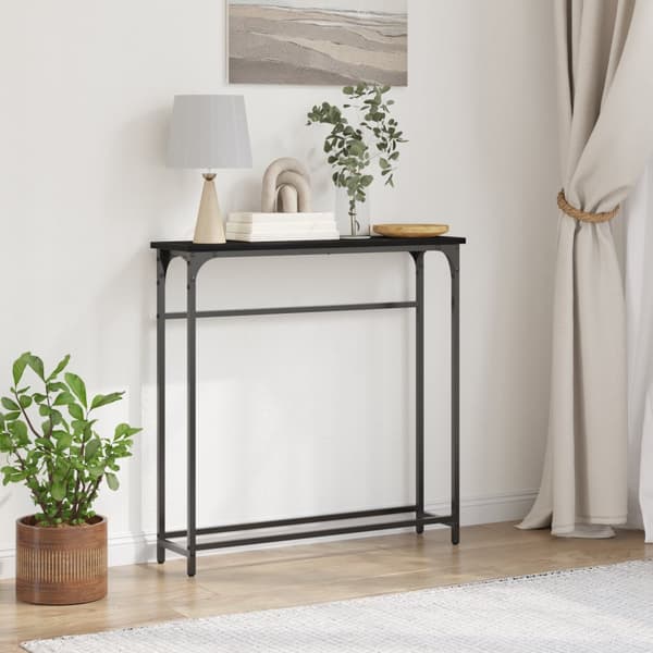 Konsolbord Svart Ek 75x19,5x75 cm Konstruerat Trä