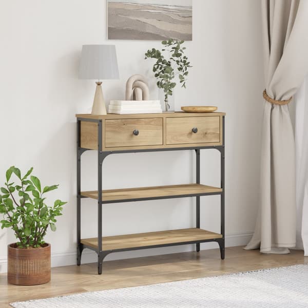 Konsolbord artisan ek 72,5x25x75 cm konstruerat trä och stål