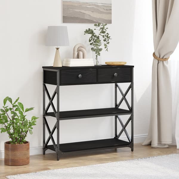 Konsolbord svart ek 75x28x75 cm konstruerat trä och stål