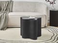 Miniatyrbilde 2 av 7: Sidebord Svart MDF Uregelmessig Riflet Design Understell 40 x 50 cm Moderne Design Stue