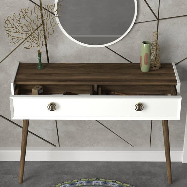 Makeup bord med spejl, Nadya, 120x90 cm, hvid.