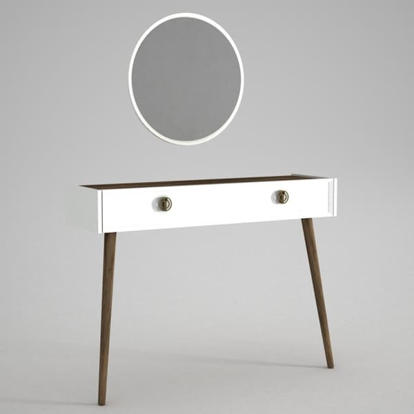 Makeup bord med spejl, Nadya, 120x90 cm, hvid.