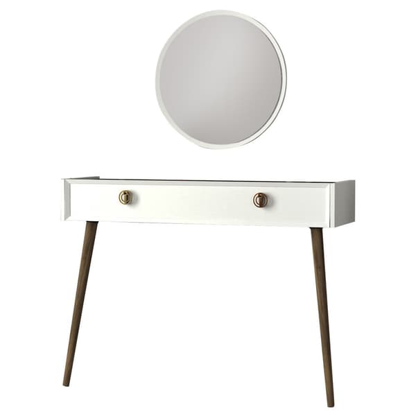 Makeup bord med spejl, Nadya, 120x90 cm, hvid.