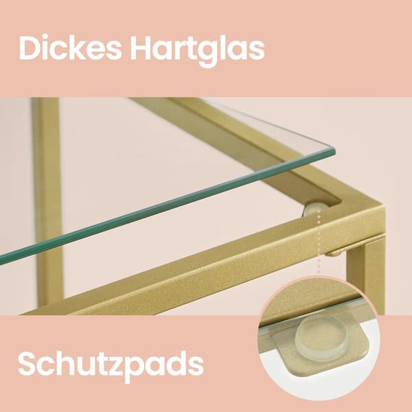 Bijzettafel van gehard glas, consoletafel, salontafel