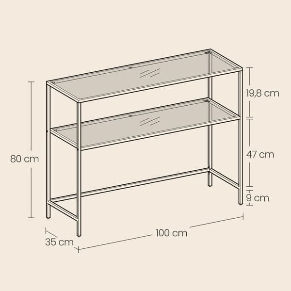 Consoletafel met 2 niveaus, bijzettafel, blad van de bank