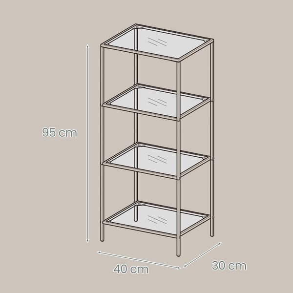 4-lags hylde lavet af hærdet glas badeværelse hylde badeværelse hylde
