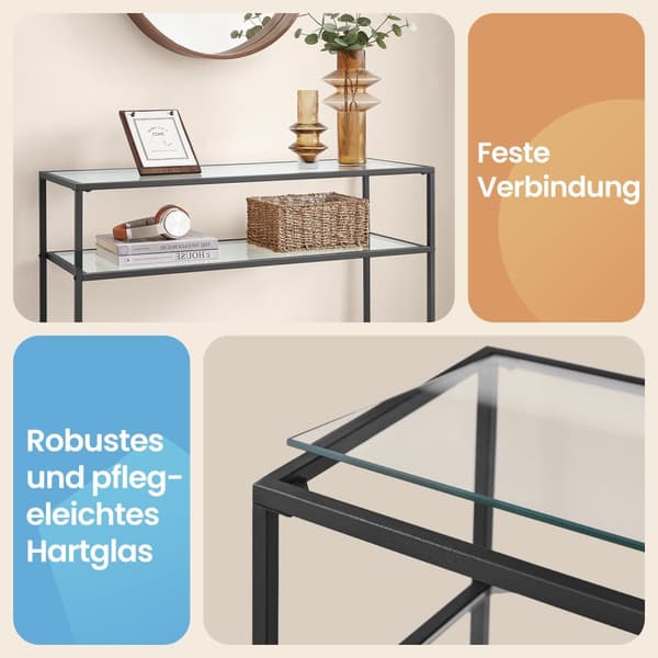 Consoletafel met 2 niveaus, bijzettafel, blad van de bank
