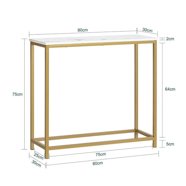 Konsolbord, FSB29-G, 80x30x75 cm, Gylden og Hvid