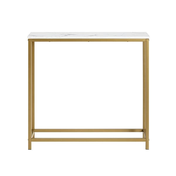 Konsolbord, FSB29-G, 80x30x75 cm, Gylden og Hvid