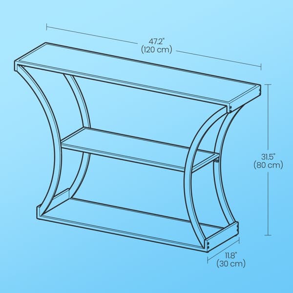 Konsolbord, VASAGLE LNT089B01, 120x30x80 cm, Brun-Sort