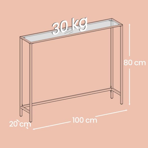 Konsolbord, VASAGLE LGT26G, 20x100x80 cm, Guld