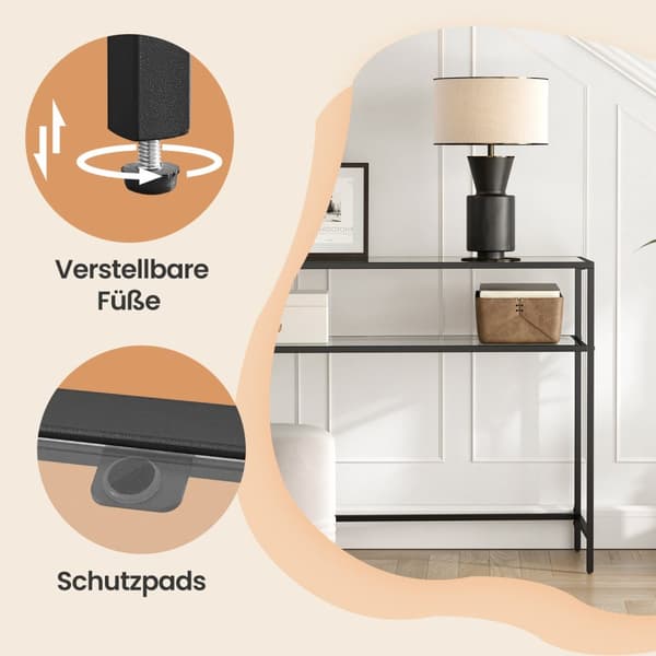 Konsolbord, VASAGLE LGT025A01, 35x100x80 cm, Sort