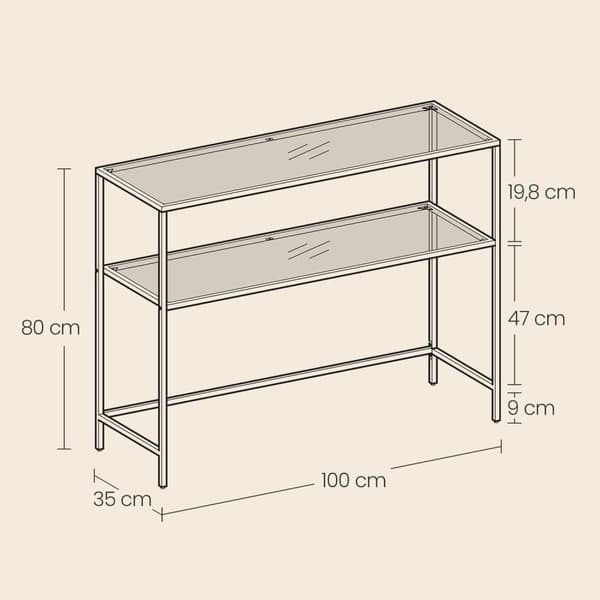 Konsolbord, VASAGLE LGT025A01, 35x100x80 cm, Sort