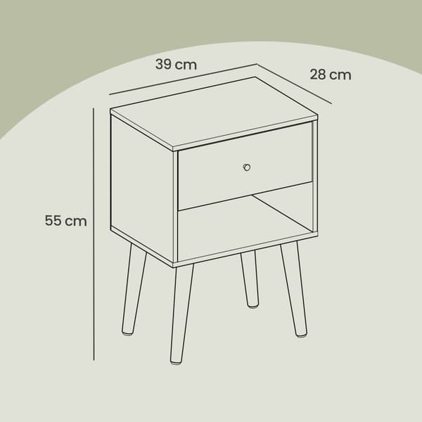 Natbord, VASAGLE LET855W01, 28x39x55 cm, Snehvid