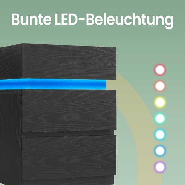 Nattduksbord med LED-belysning, VASAGLE LET630T10, 35.1x40.1x55.1 cm, Vit