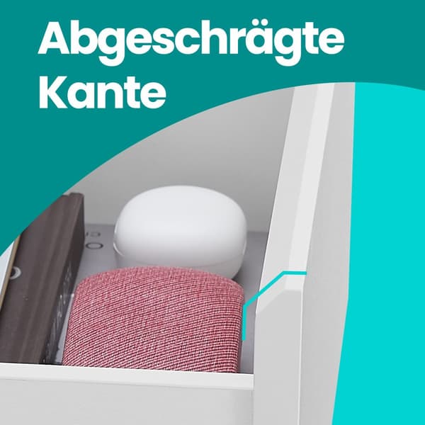Natbord med strømstik, sidebord med 3 skuffer, 2 AC-stik, 2 USB-A-porte, 35x40x59 cm, Skyhvid