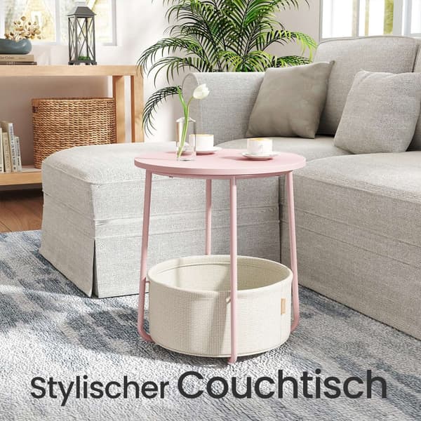 Sidebord, 45x50 cm, Pastel Pink-Cream White