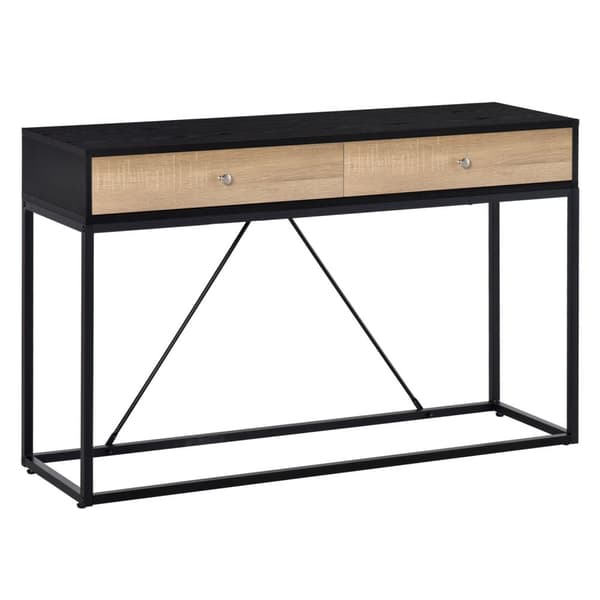 Rootz Console -taulukko - sisäänkäyntitaulukko - sohvataulukko - moderni muotoilu - 2 laatikkoa - metallikehys - 120 x 35 x 75 cm