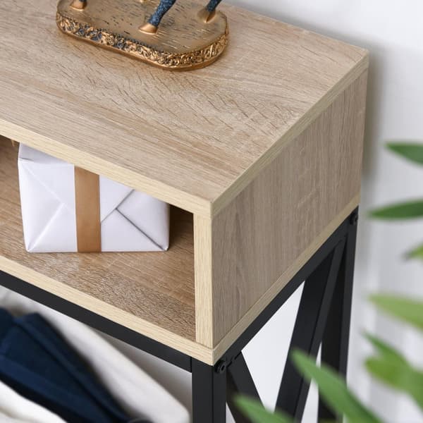 Rootz Industrial Console Table - Entryway Table - Käytävätaulukko - Kestävä alemmalla hyllyllä - 120 cm x 23,5 cm x 75cm ruskea