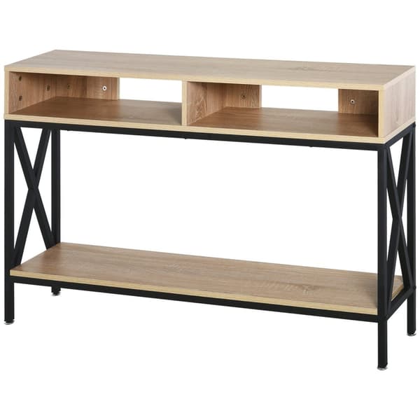 Rootz Industrial Console Table - Entryway Table - Käytävätaulukko - Kestävä alemmalla hyllyllä - 120 cm x 23,5 cm x 75cm ruskea