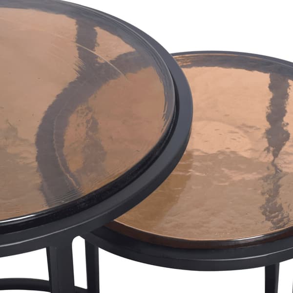 Bouts de canapé gigognes en verre fumé et métal noir D44 cm - IGLOO
