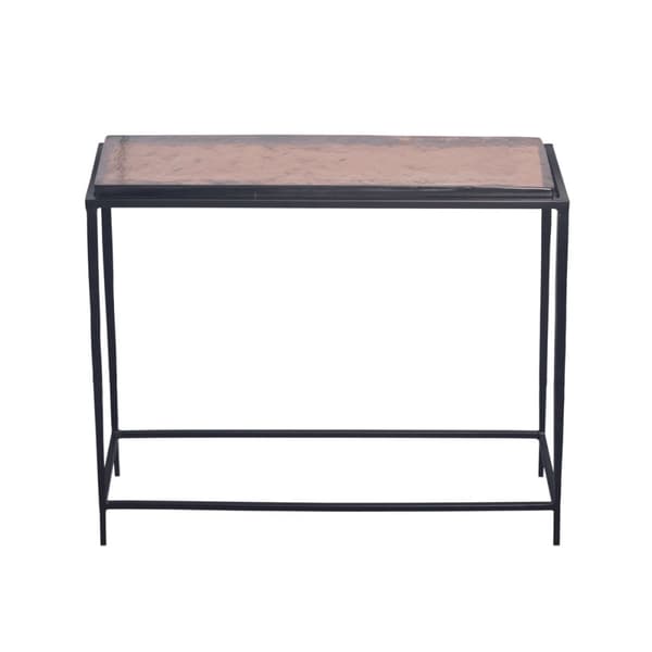 Petite console en verre fumé et métal noir L80 cm - IGLOO