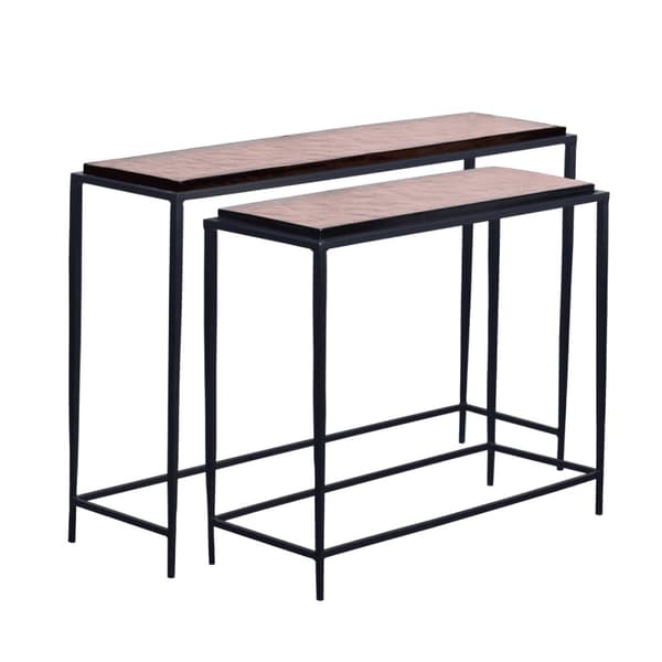 Petite console en verre fumé et métal noir L80 cm - IGLOO