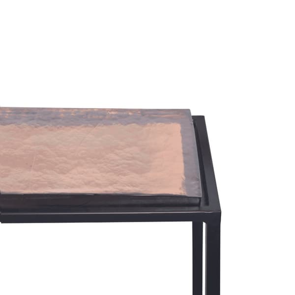 Petite console en verre fumé et métal noir L80 cm - IGLOO