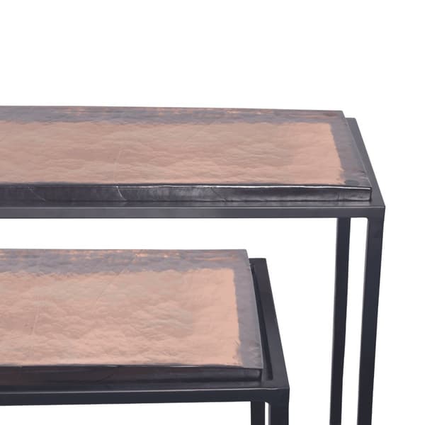Petite console en verre fumé et métal noir L80 cm - IGLOO