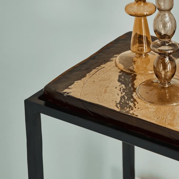 Petite console en verre fumé et métal noir L80 cm - IGLOO