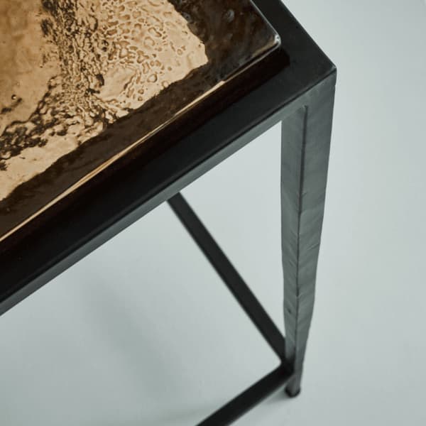 Petite console en verre fumé et métal noir L80 cm - IGLOO