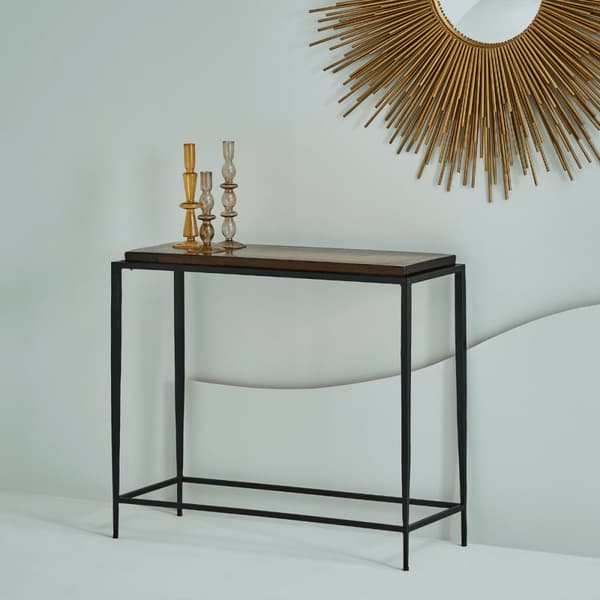Petite console en verre fumé et métal noir L80 cm - IGLOO